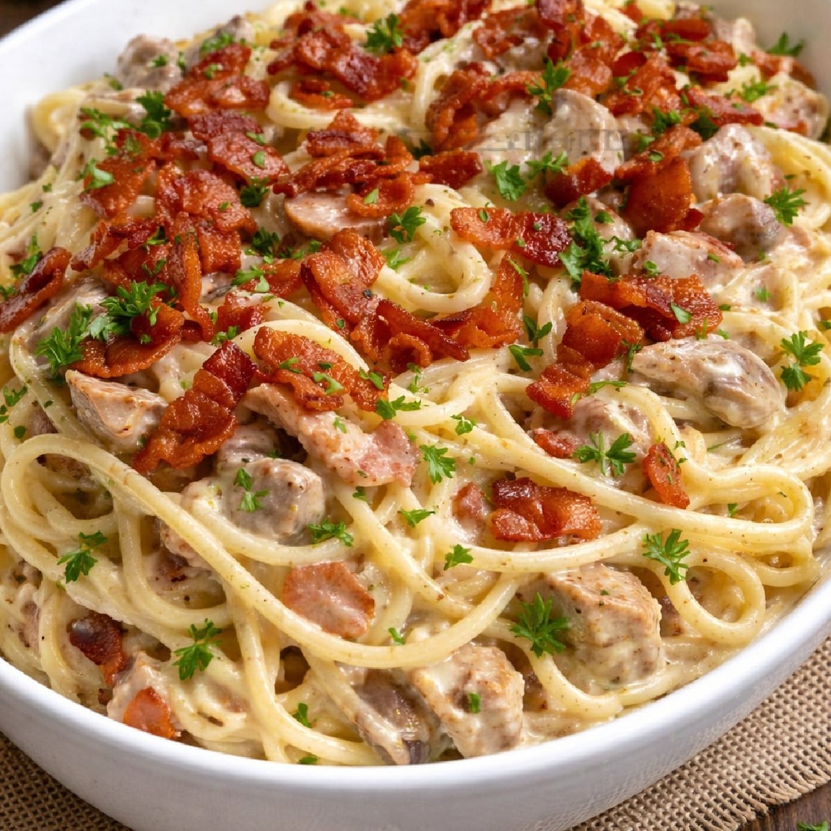 Creamy Bacon Carbonara with Chicken