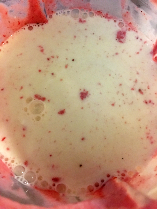 Strawberry White Choc Milkshake In-Process #5