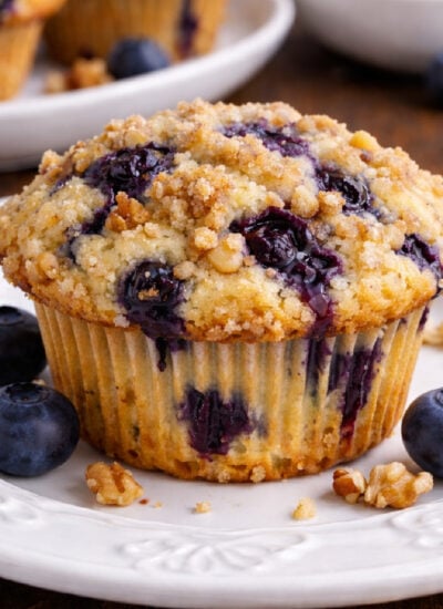 Blueberry Walnut Muffins on a white plate