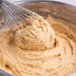 Peanut Butter Frosting in a metal mixing bowl