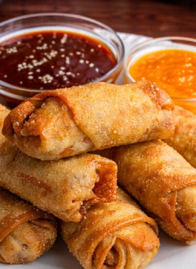 Homemade Eggrolls on a white plate