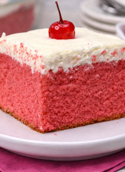 Very Cherry Cake on a white plate