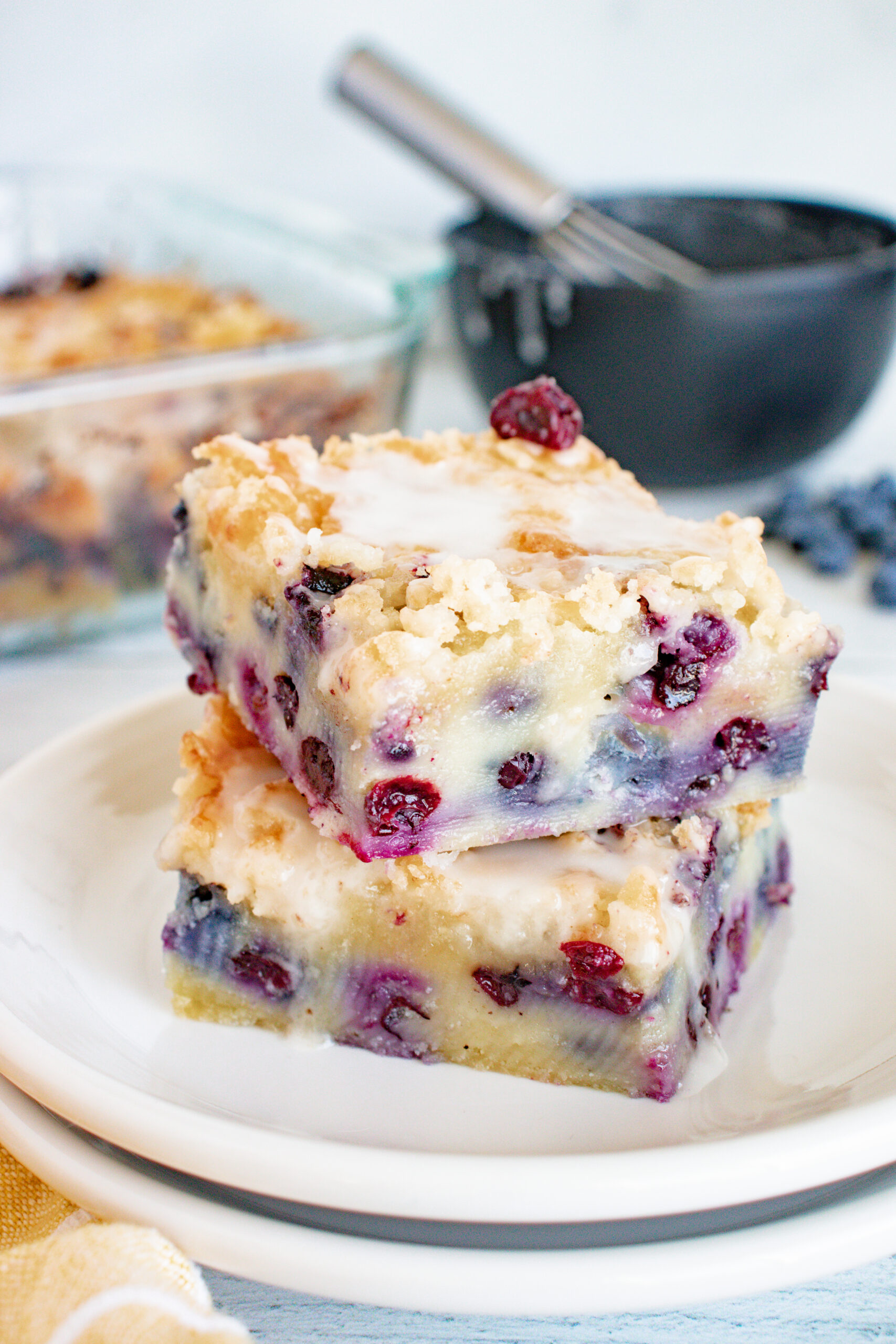 Blueberry Muffin Cake with a Streusel Topping & Vanilla Glaze