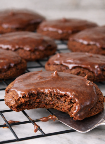 Texas sheet cake cookies on a cooling rack