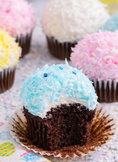 Easter Cupcakes on a white table