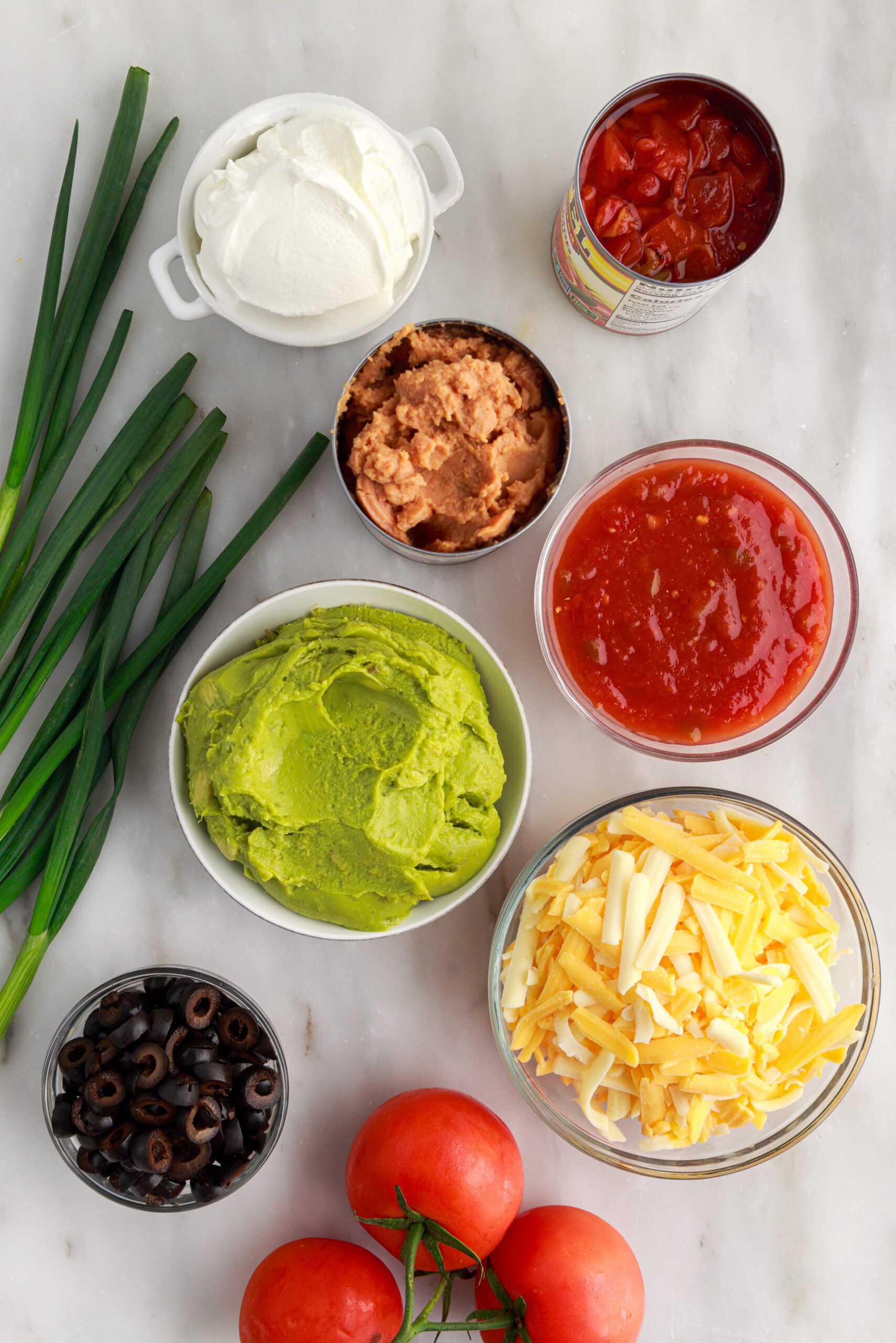 Overhead view of the ingredients needed to complete this recipe.