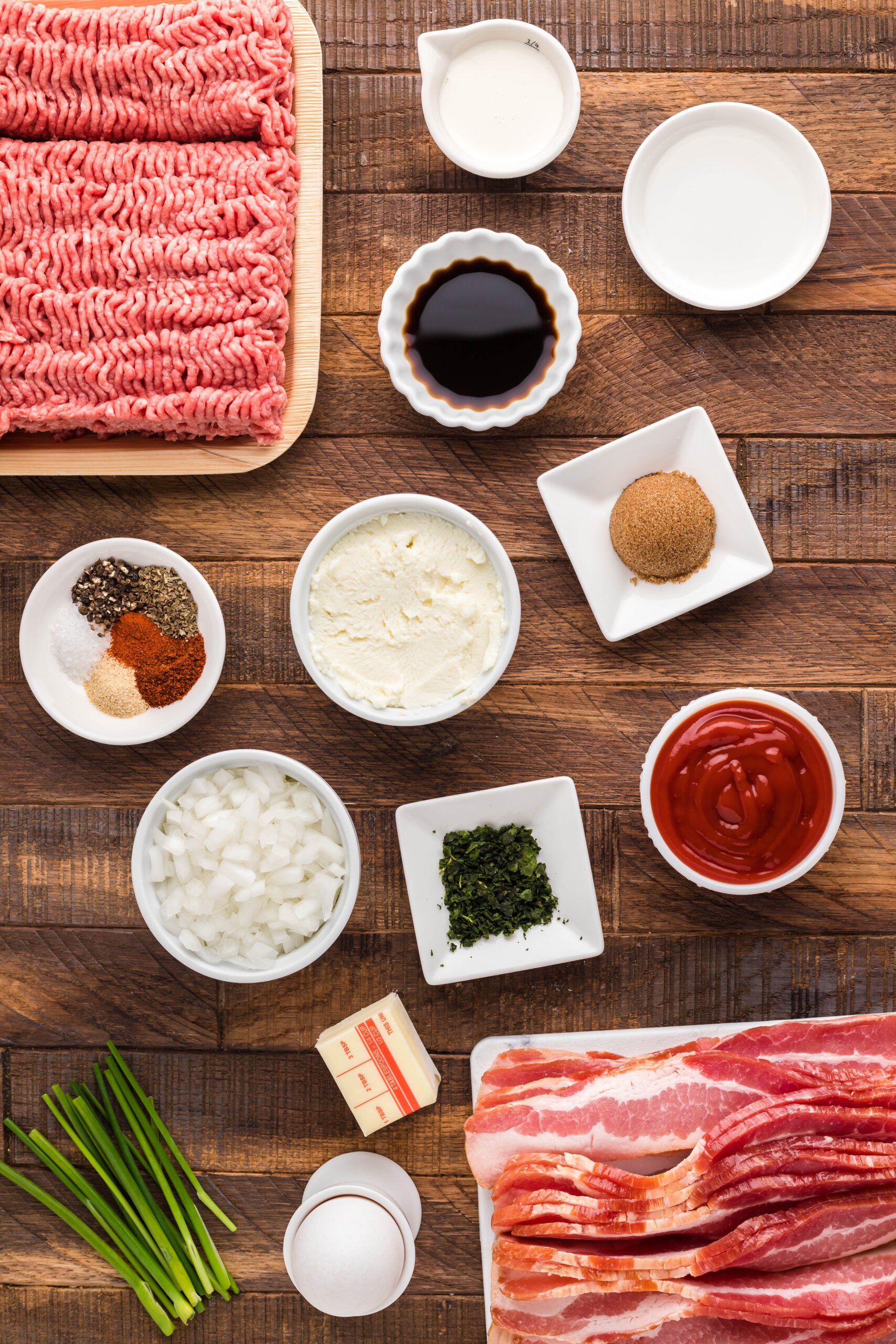 Overhead view of the ingredients needed to complete this recipe.