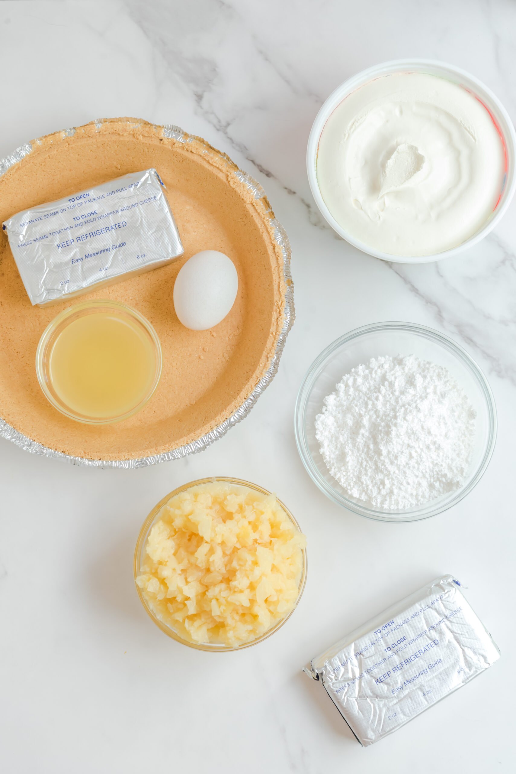 Overhead view of the ingredients needed to complete this recipe.