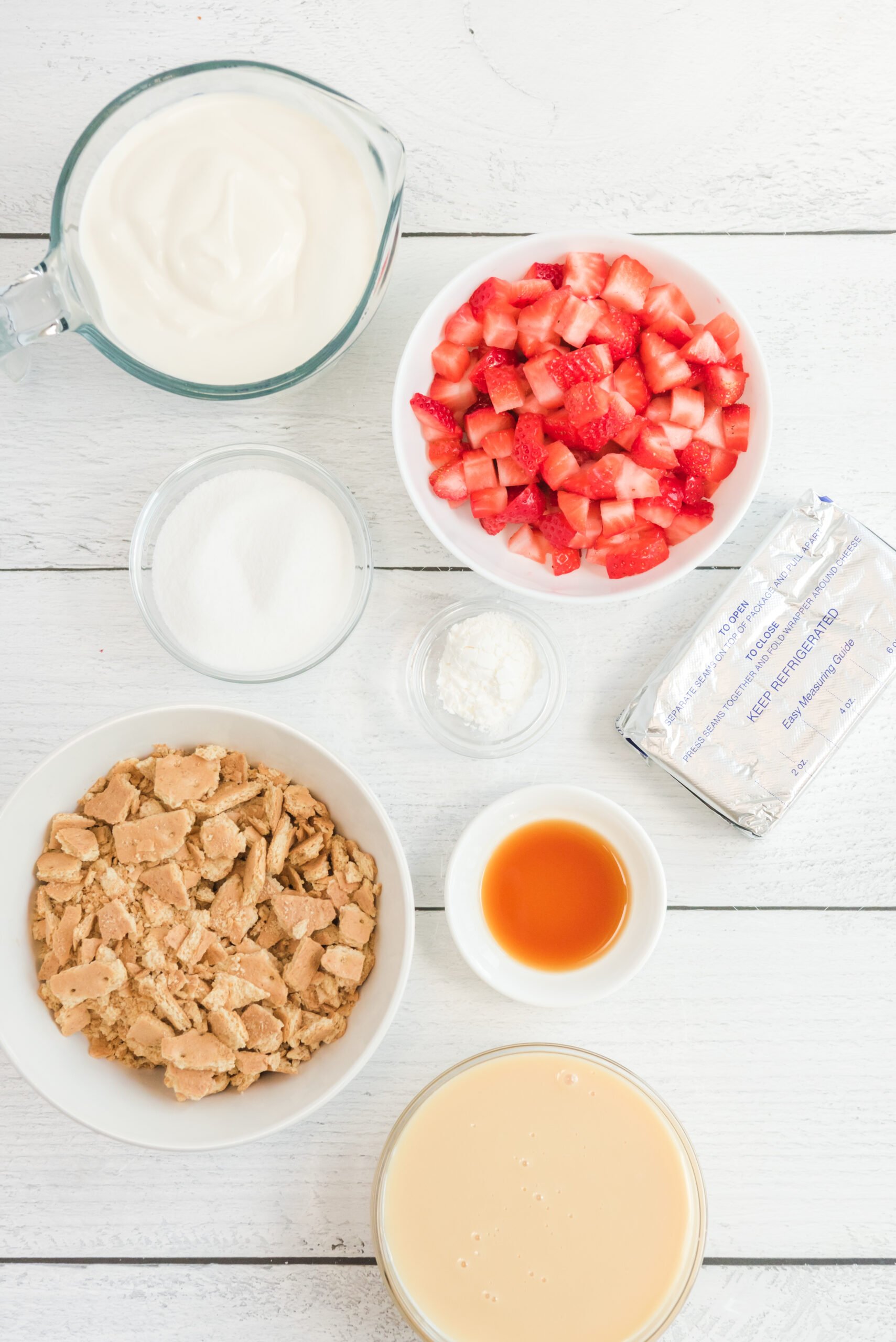 Overhead view of the ingredients needed to complete this recipe.