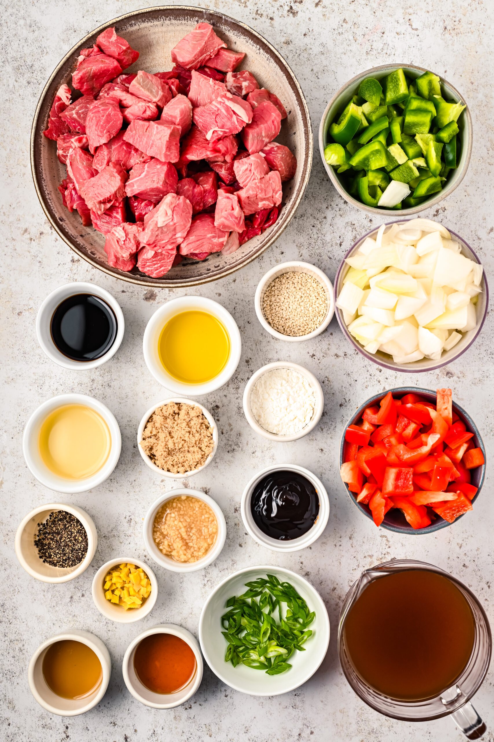 Overhead view of the ingredients needed to complete this recipe.