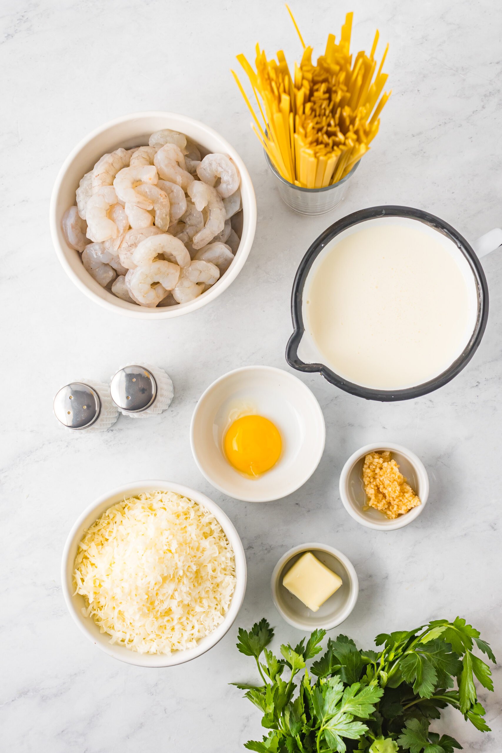 Overhead view of the ingredients needed to complete this recipe.