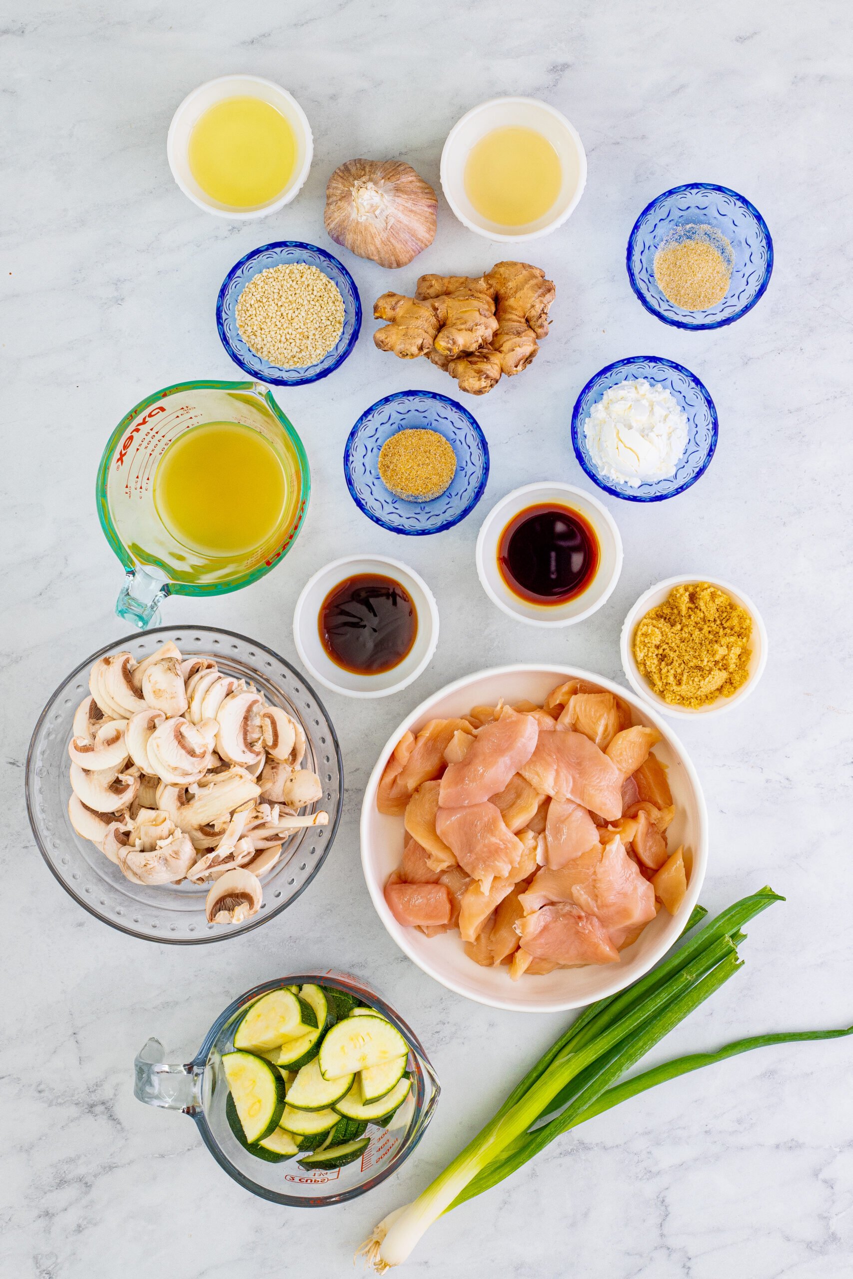 Overhead view of the ingredients needed to complete this recipe.