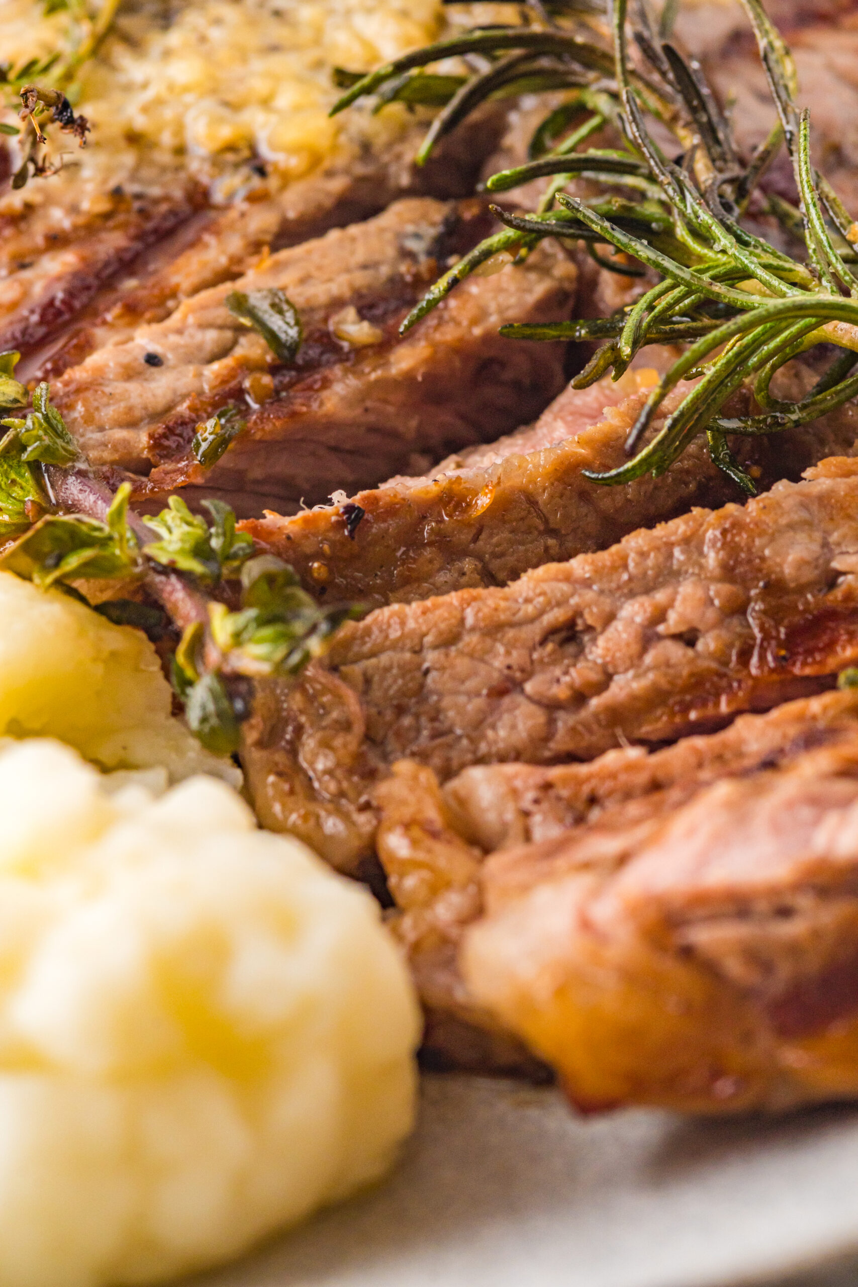 Close up view of slices of T Bone Steak.