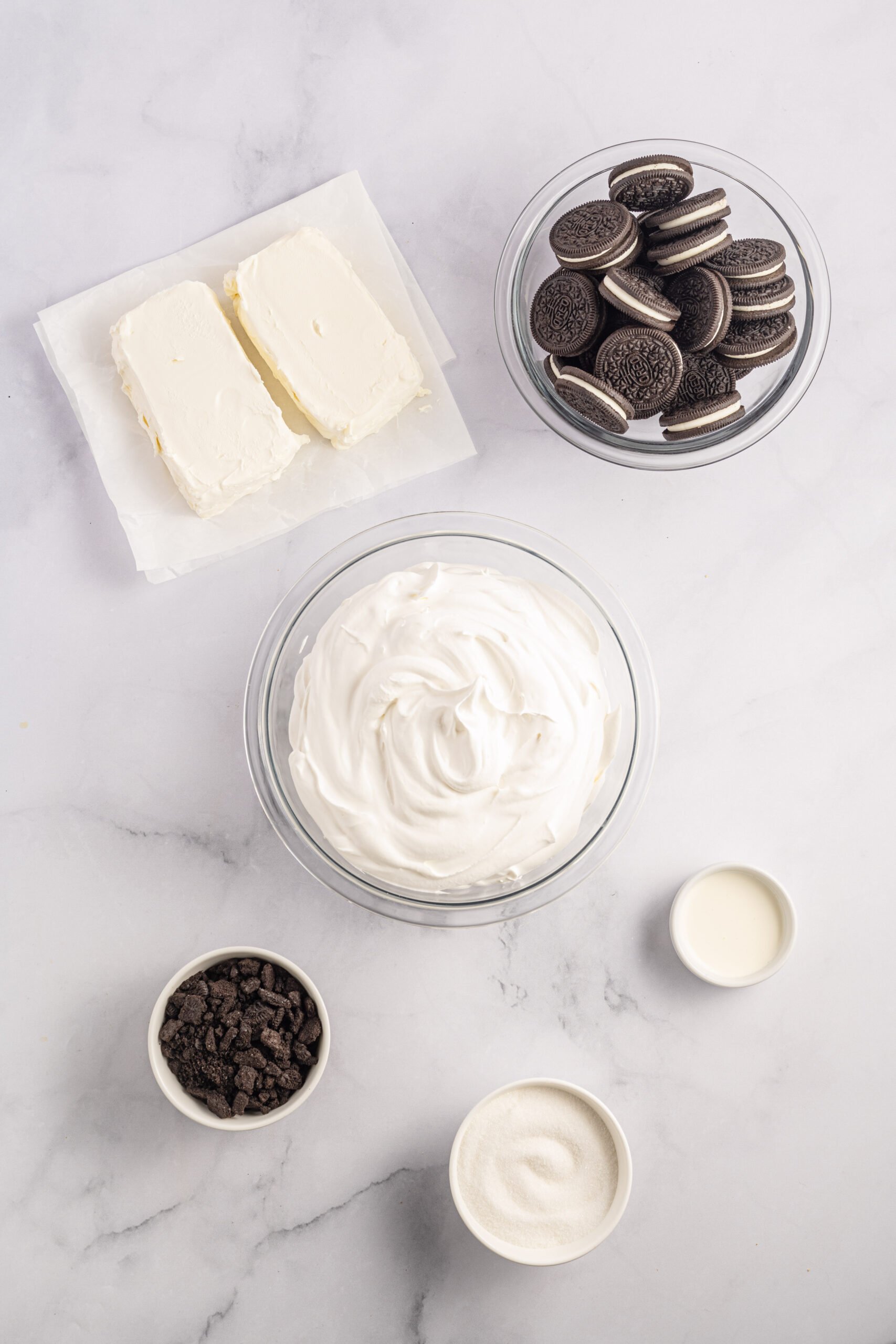 Overhead view of the ingredients needed to complete this recipe.