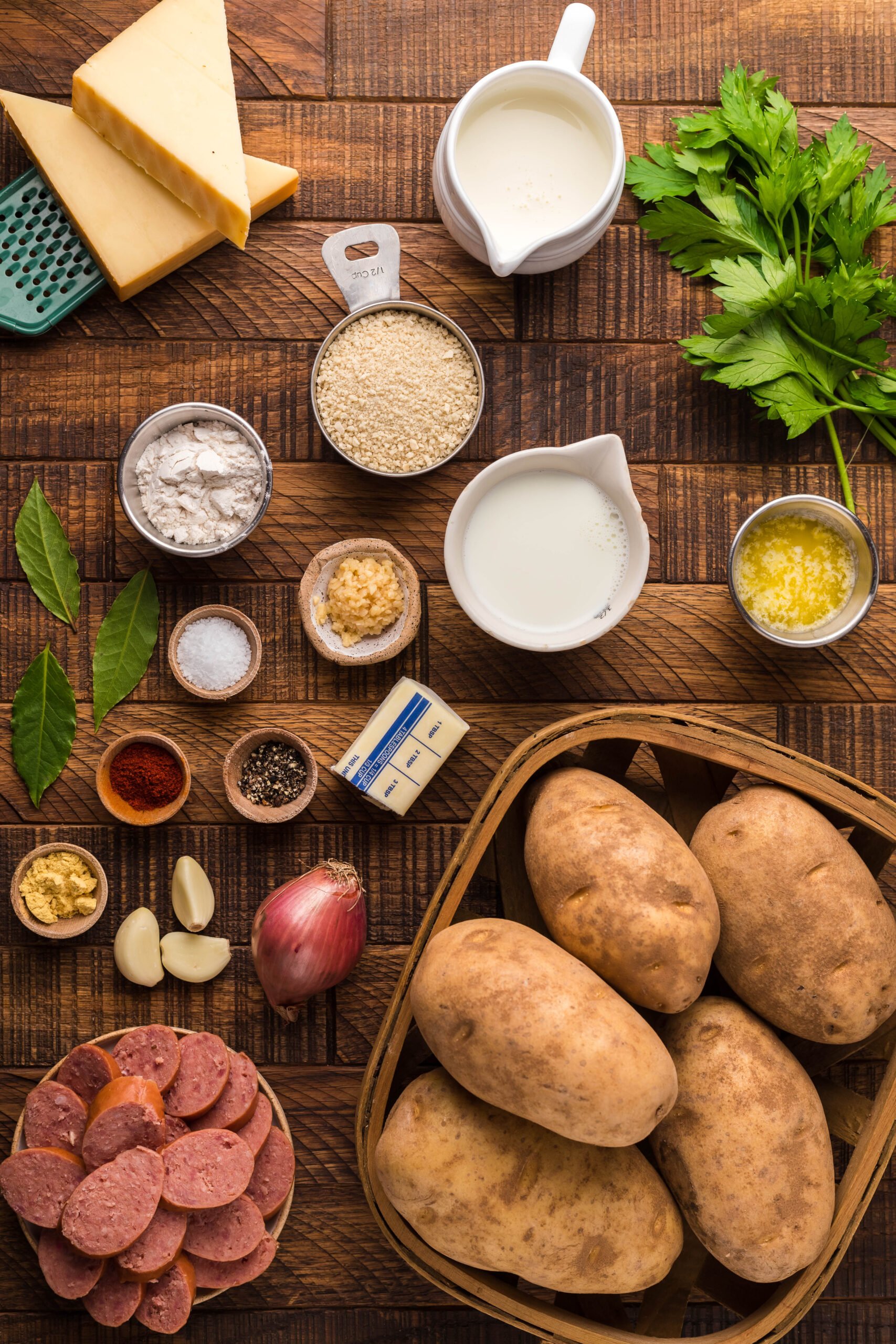 Overhead view of the ingredients needed to complete this recipe.