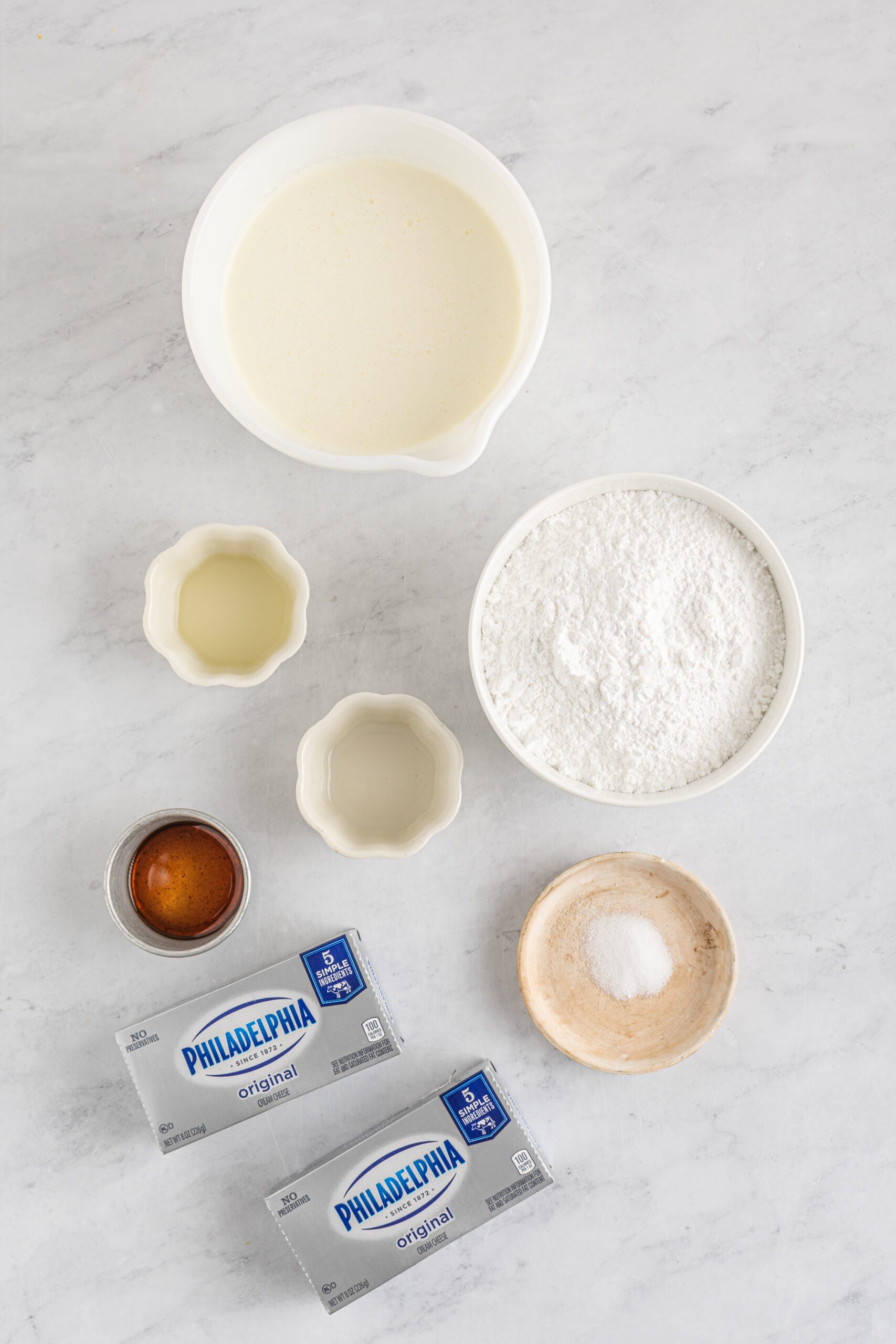 Ingredients needed for the cream cheese layer. 