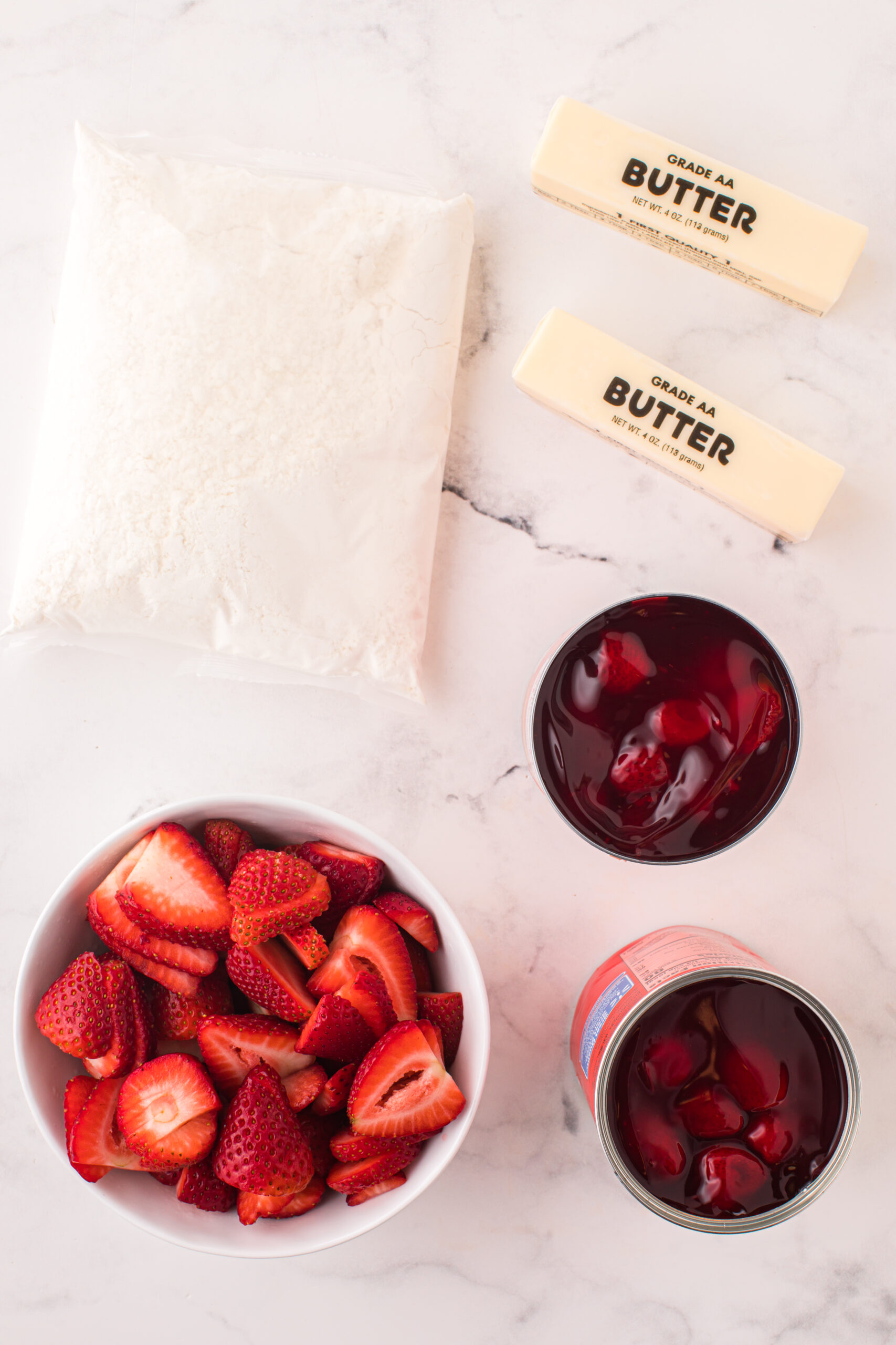 Overhead view of the ingredients needed to complete this recipe.