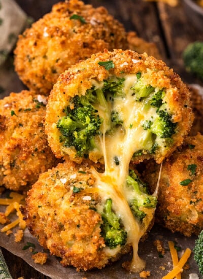 Broccoli Cheese Bites with a bite missing
