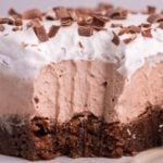 French Silk Brownies with fork bite taken out on plate