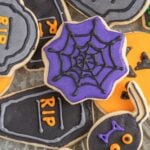 halloween sugar cookies on a cookie tray