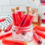 Halloween Potion Test Tube Shots on table with a container with ice