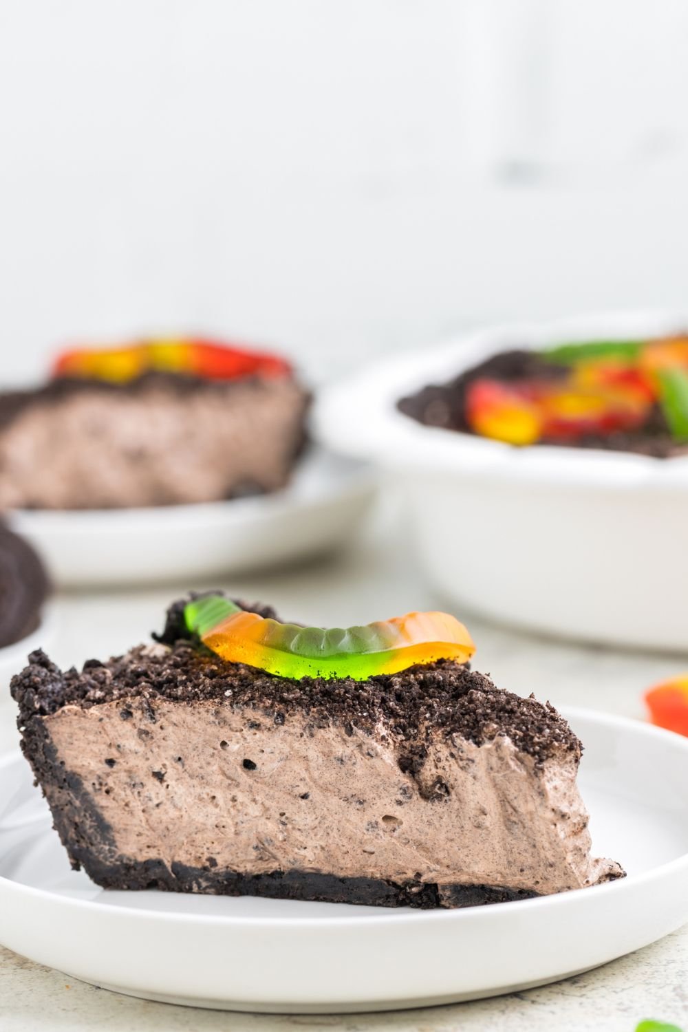Dirt Pie sliced on platter 