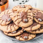 Peanut Butter Spider Cookies on a plate stacked up