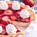 Strawberry Cream Cheese Pie in a white pie dish