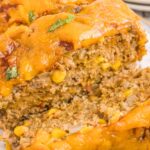 Taco Meatloaf sliced on platter