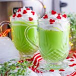 Grinch Hot Chocolate in glasses on table