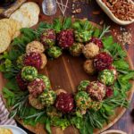 Cheese Ball Wreath on wreath on table