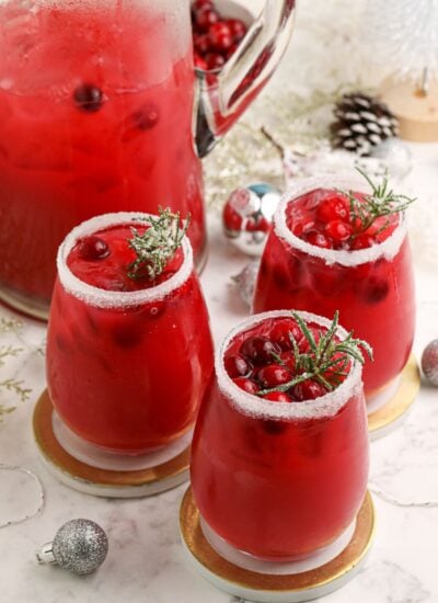 cranberry tequila margaritas in glasses
