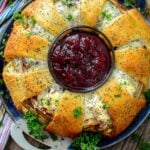 Turkey Crescent Roll Wreath on table