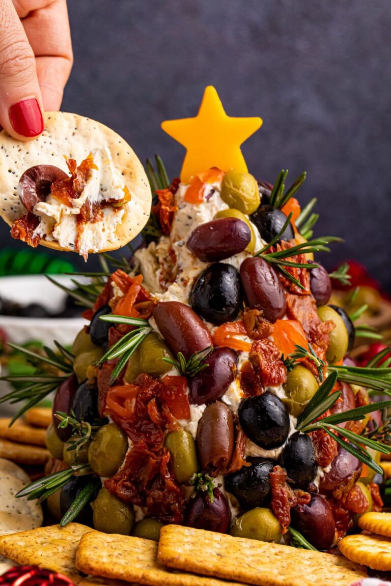 Antipasto Christmas Tree Cheese Ball - My Incredible Recipes