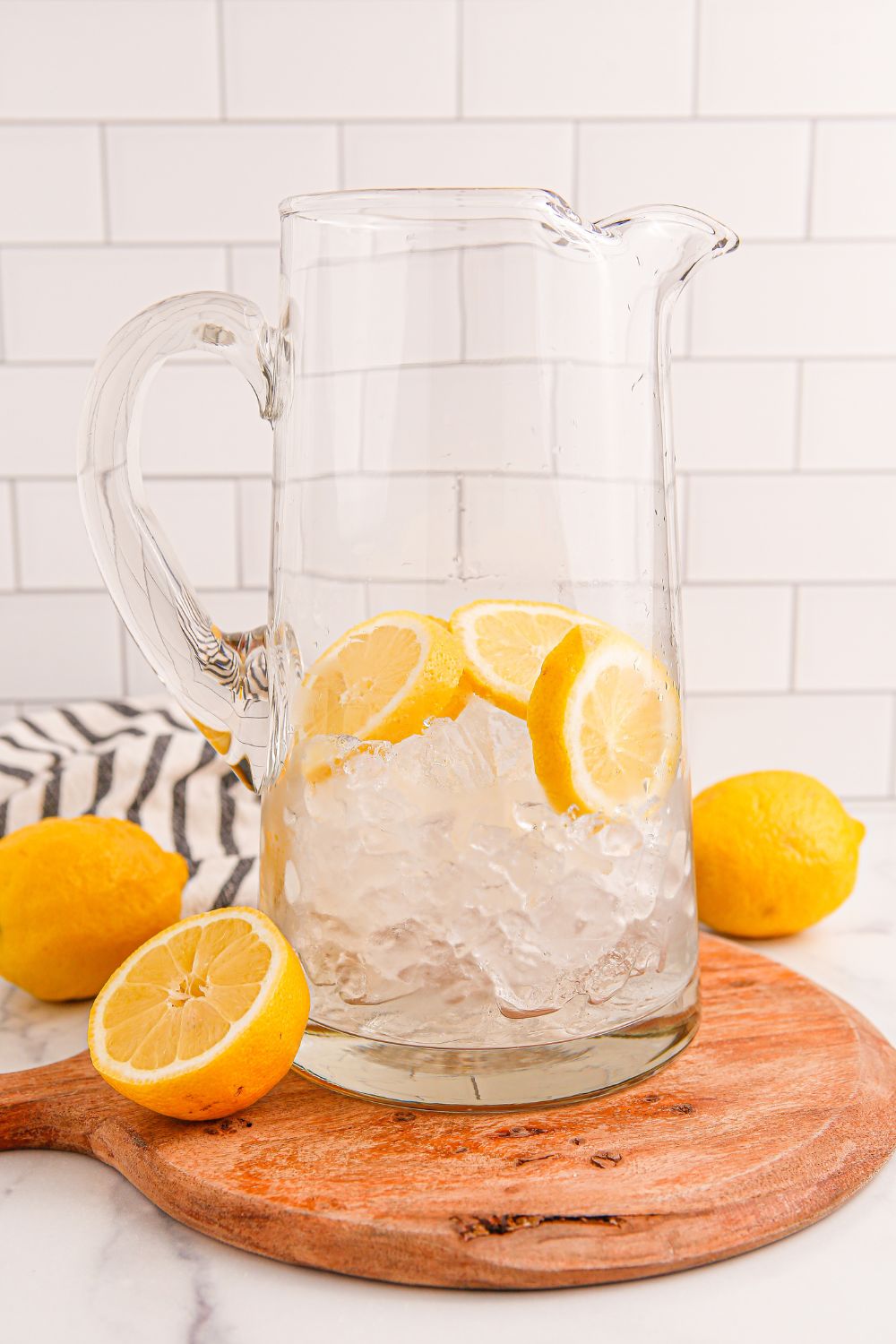 Blue Raspberry Lemonade in a pitcher sitting on table 