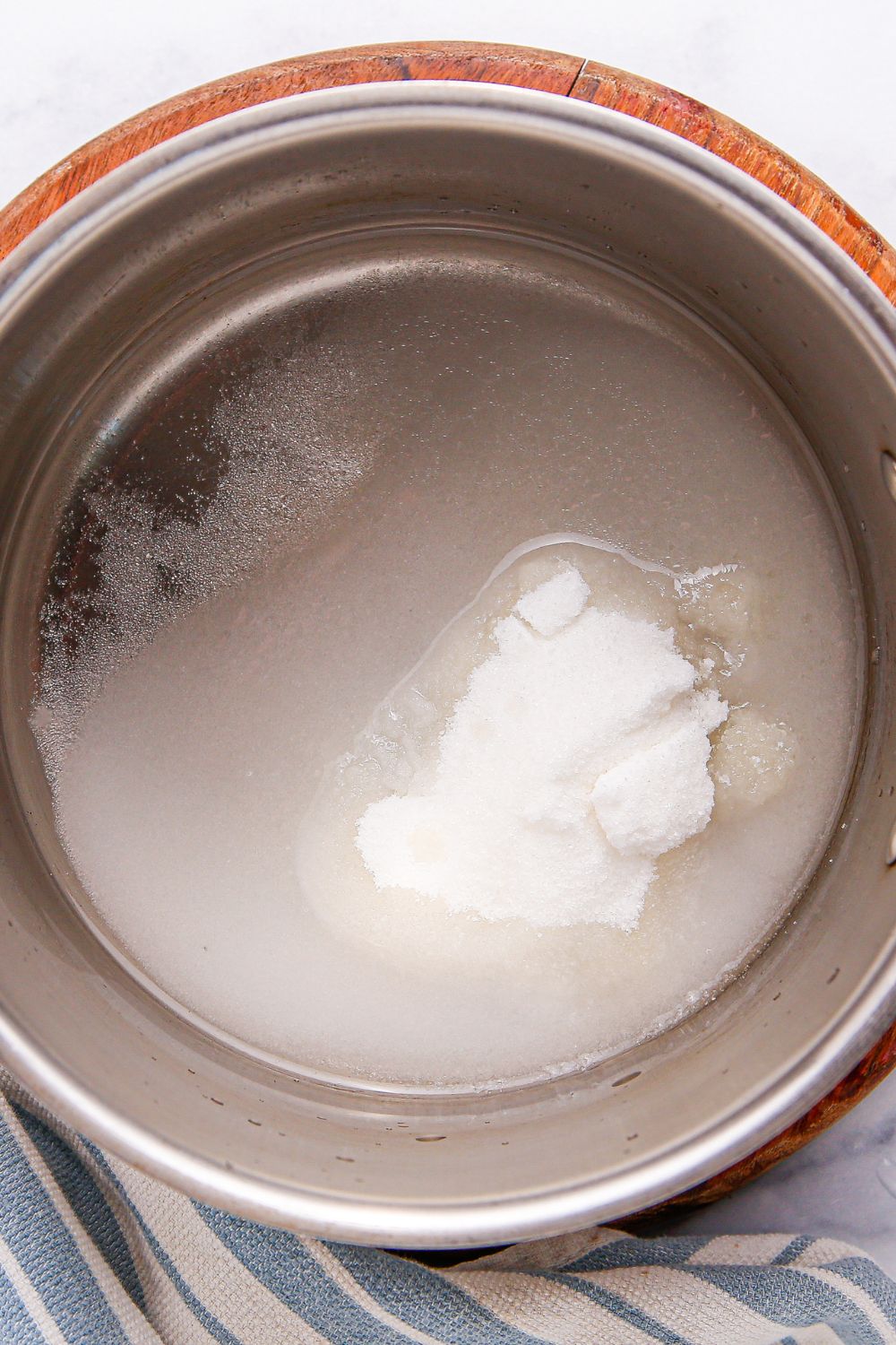 sugar and water in a small saucepan 