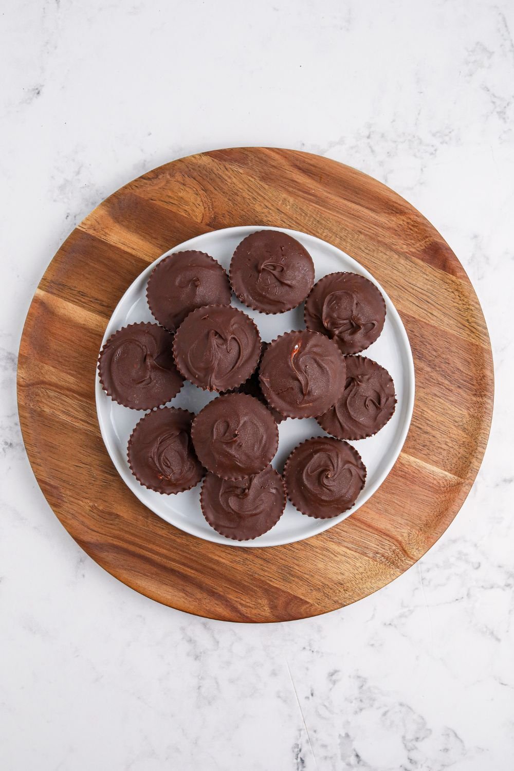 Peanut Butter Marshmallow Cups on a tray on counter