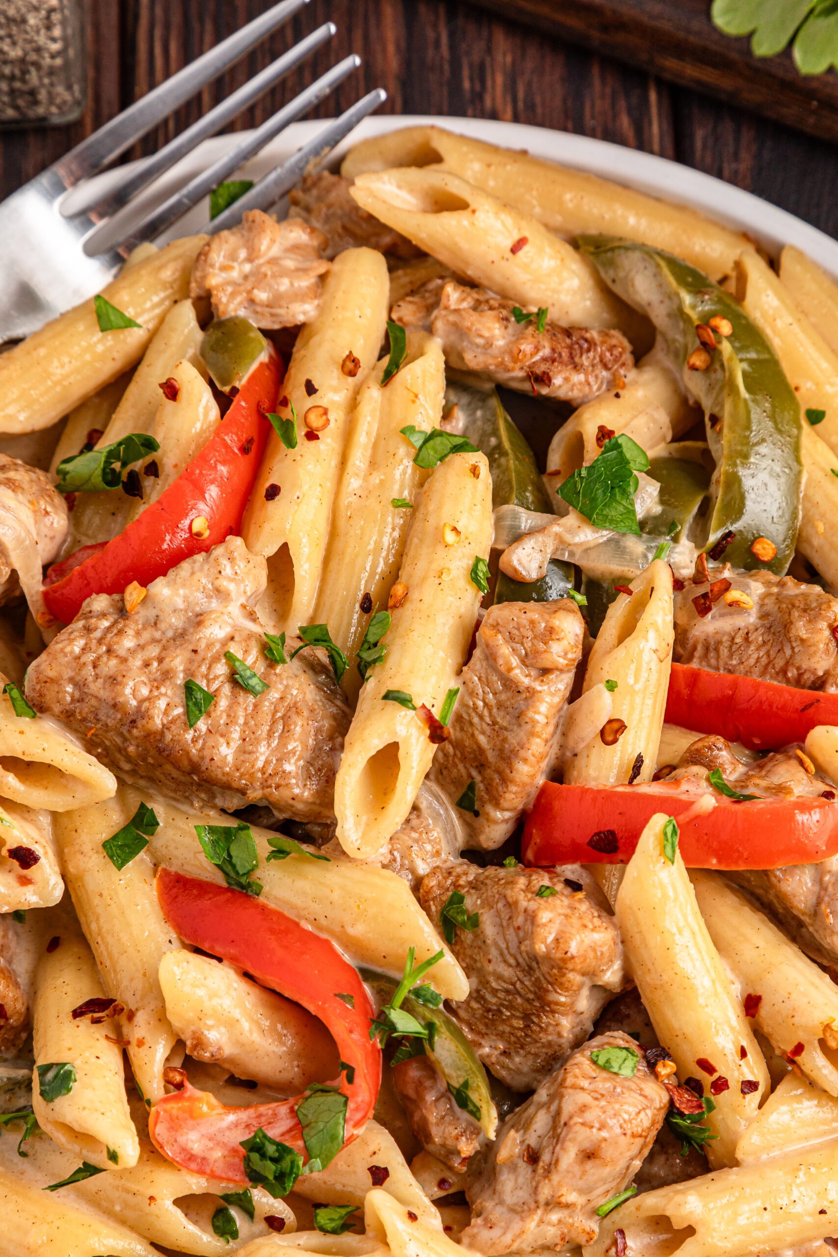up close view of the Rasta Pasta in a large pot 