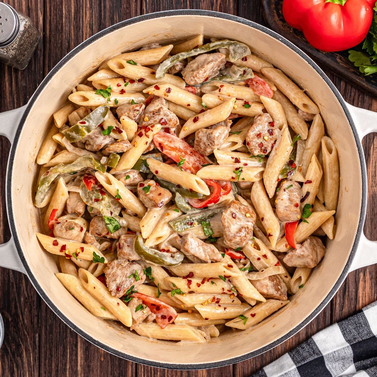 Rasta Pasta in a pot on the table 