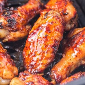 Air Fryer Honey Chicken Wings in an air fryer