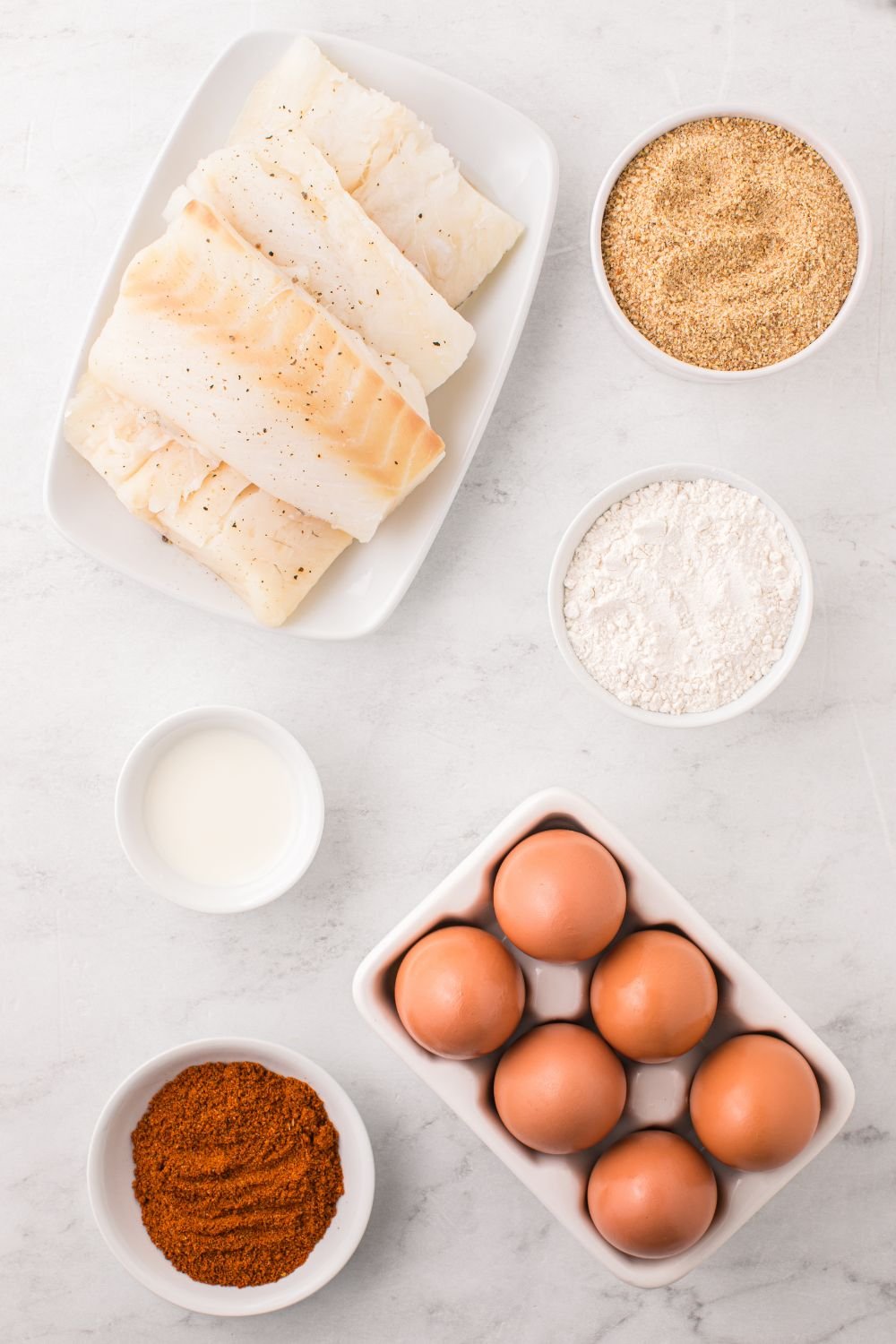 overhead look of ingredients for fish 