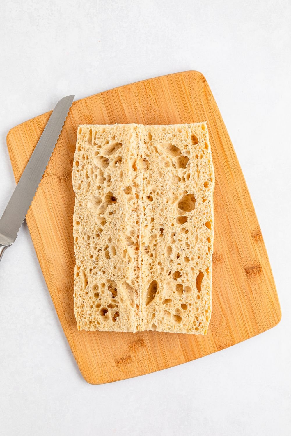 sliced bread on cutting board 