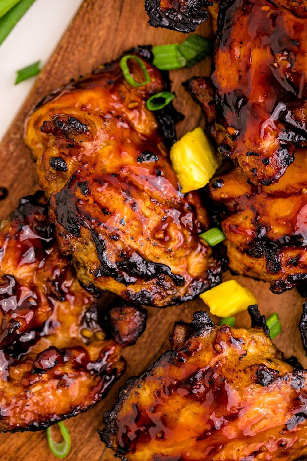 Huli Huli Chicken on wooden cutting board that has been grilled 