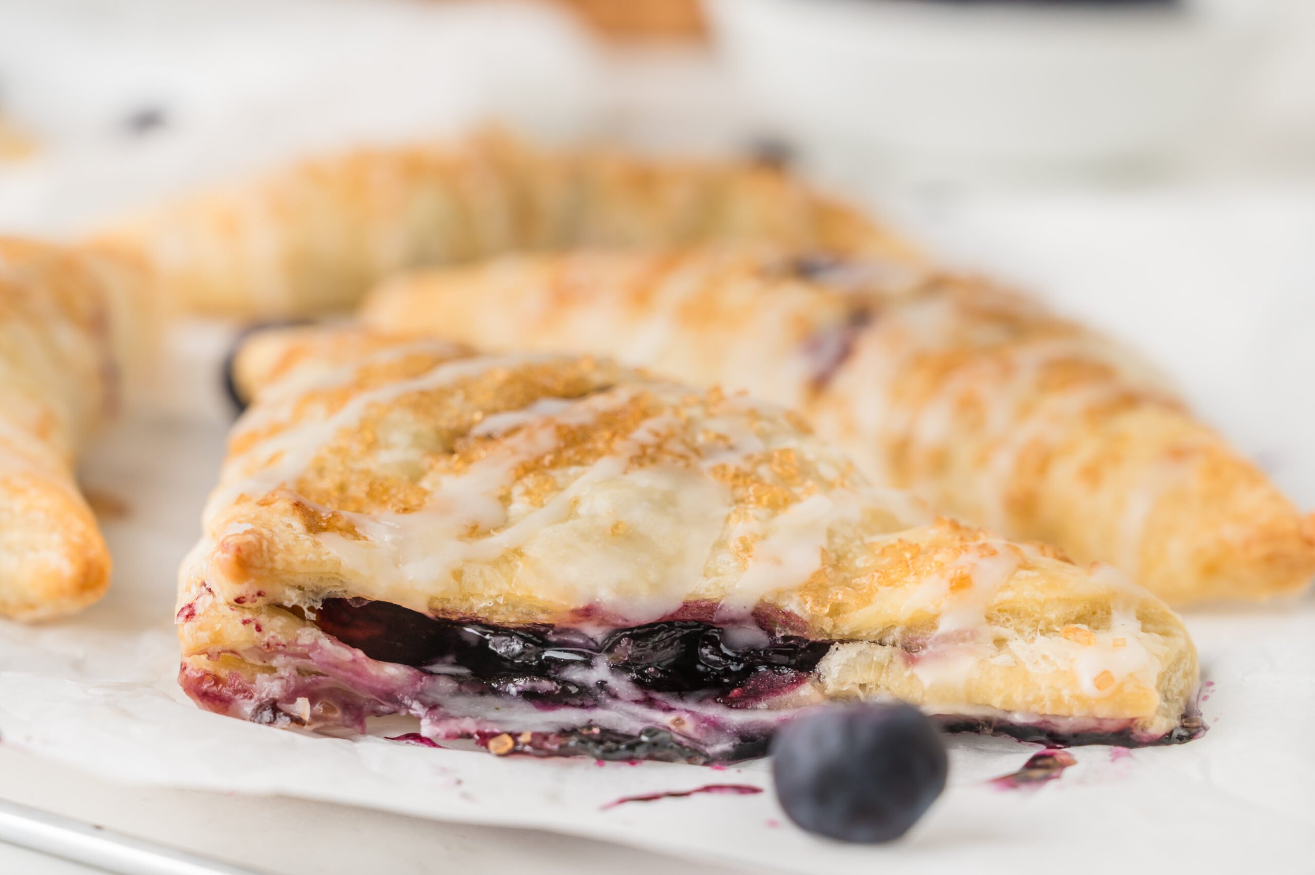 side view of the Blueberry Turnovers on plate