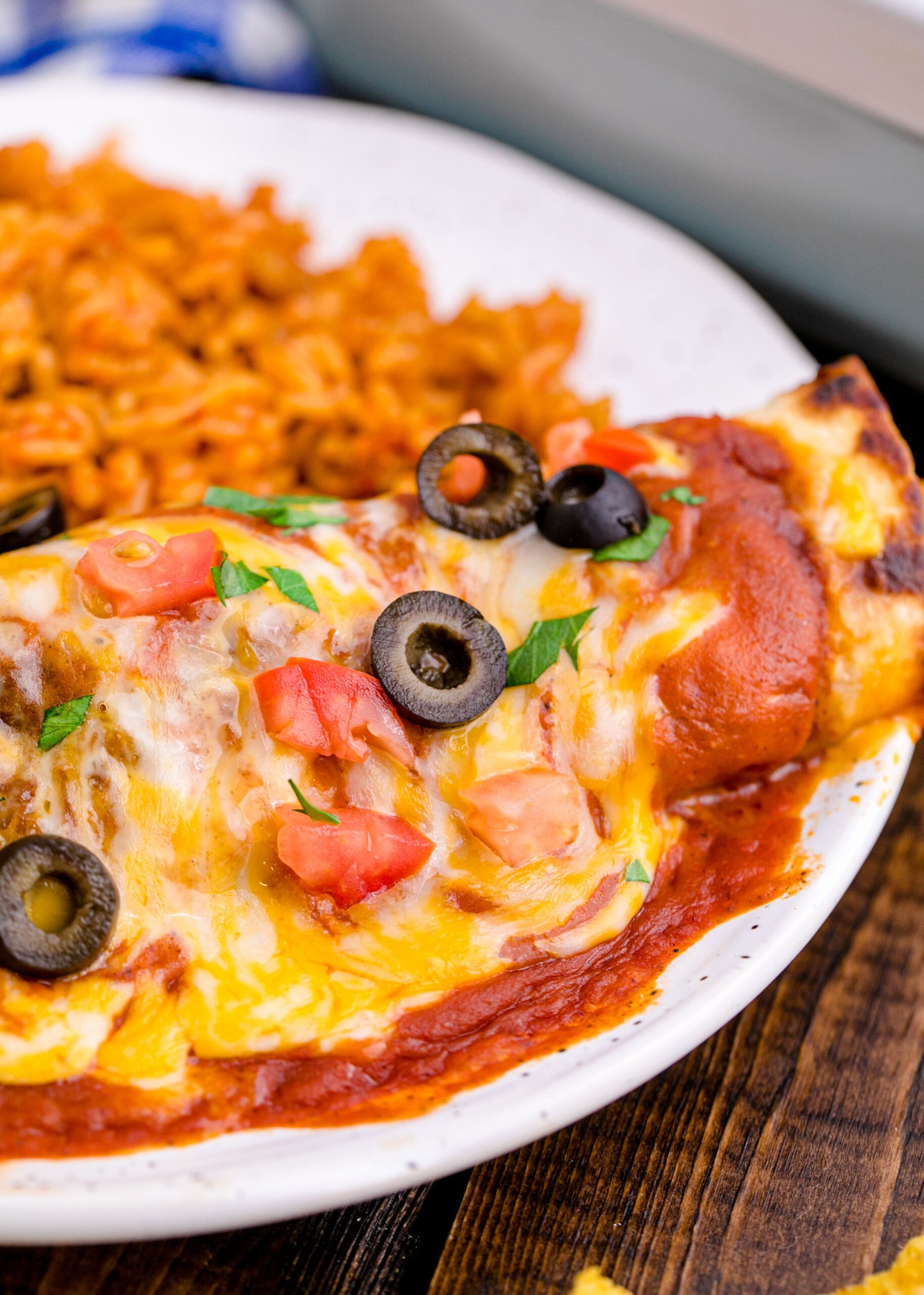 Chicken Enchilada with Homemade Enchilada Sauce on it