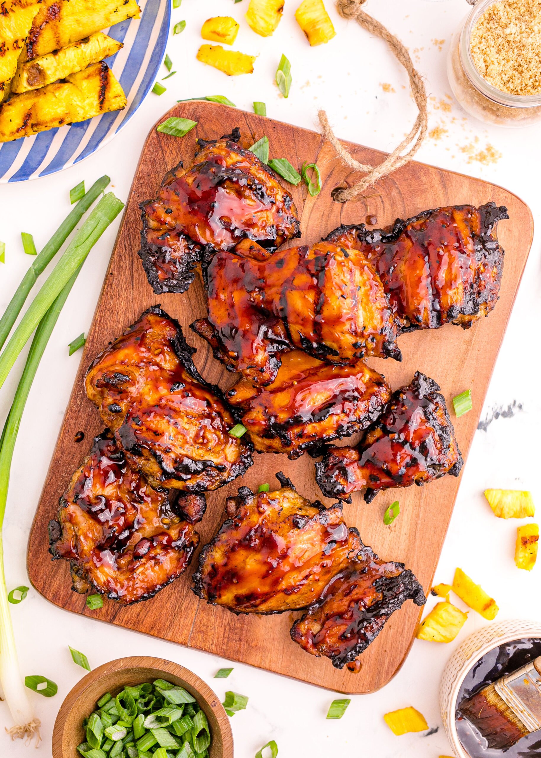 Huli Huli Chicken on a wooden cutting board 
