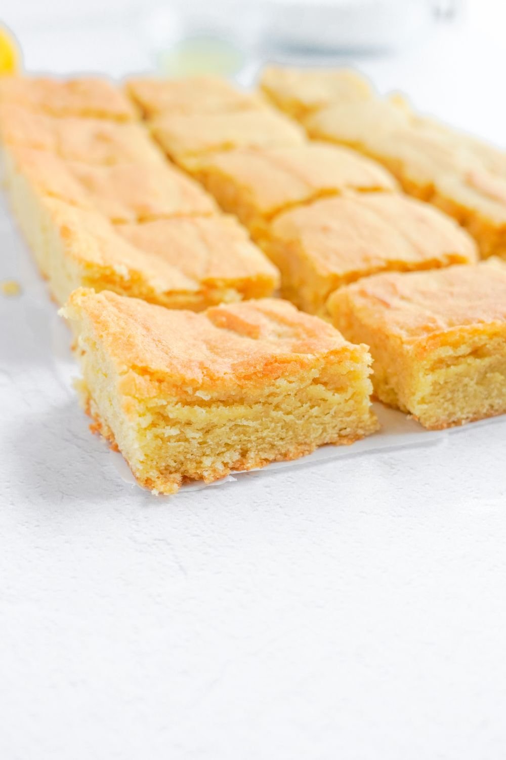 sliced Lemon Sugar Cookie Bars on table 