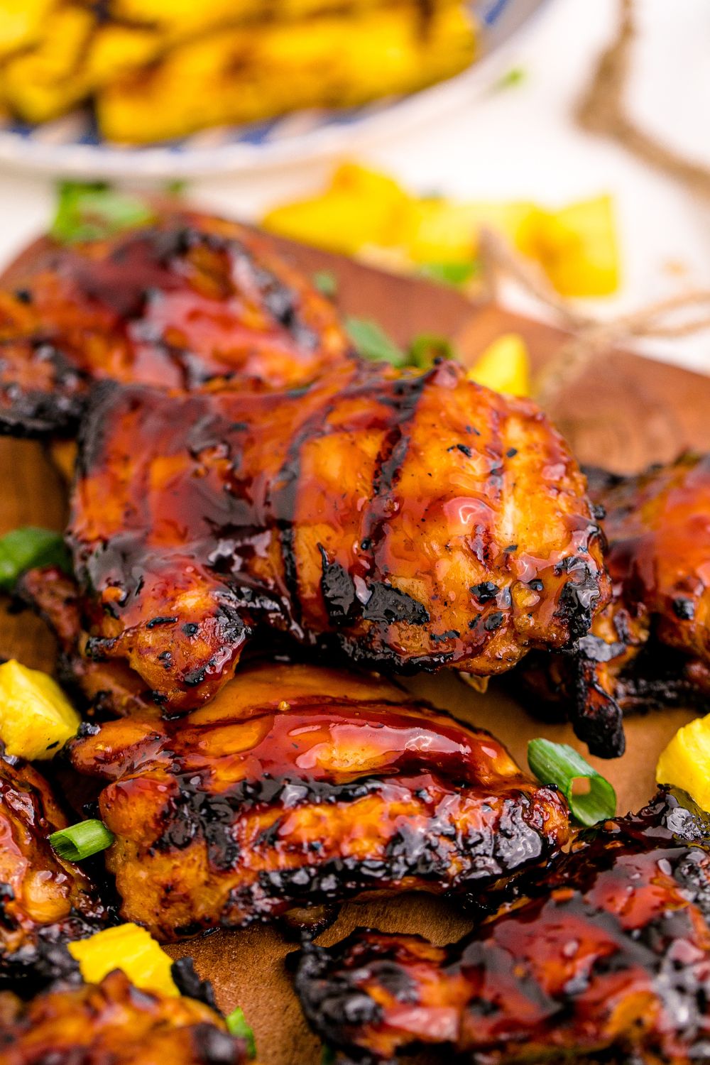 glazed huli huli chicken on table