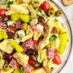 Antipasto Tortellini Pasta Salad in a bowl on table