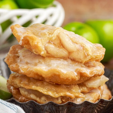 stack of Deep Fried Apple Hand Pies on table